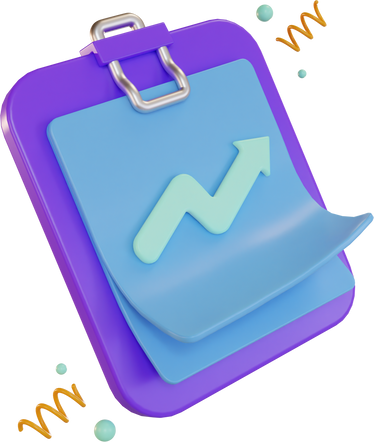 3d Icon Business, paper board clip, with statistics